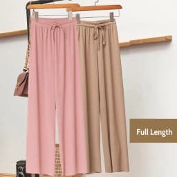 Slacks Women's Loose Summer Pants Soft Ice Silk Ankle-Length Black Wide Leg Pants Grey Khaki Women High Waisted Trousers
