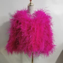 Winter Ostrich feathe Jacket Feather Coat Casual Long-sleeved Australia Imported feathe Jacket Ladies Nightclub Coat
