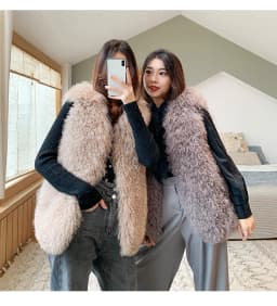 Luxury Thick Warm Mongolia Sheep Fur Vest Customize Size Oversize Big Size Women New Winter Hot V neck Sexy Fur Coat tsr801