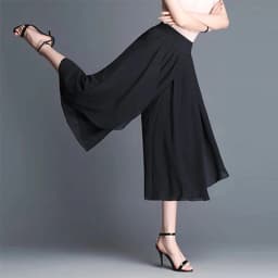 Elastic High Waist Slim Elegant Chiffon Capris Female Pants Skirts Women Summer Wide Leg Medium Long Leisure Loose Trousers