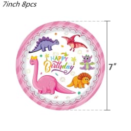 Pink Dinosaur Party Decorations Birthday Dinour Tableware Set Happy Birthday Party Decoration For Kids Boy Jungle Wild Party Dec