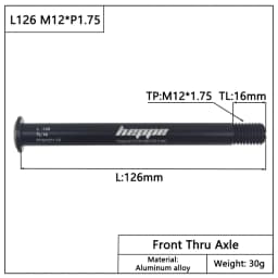 HEPPE MTB Road Bike Thru Axle Rear Hub Thru Axle Front Fork Shaft Skewers 12x100 12x110 12x142 12x148 M12xP1.0/P1.5/P1.75