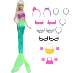 14 Pcs / Lot = 1x Fairy Tale Doll Dress + 13x Random Accessories Shoes Handbag Glasses Clothes for 11.5'' Doll Girl Baby Toys