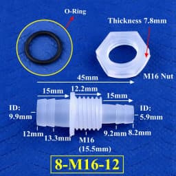 5~200pcs M12~M16 To 8~12mm PP Pagoda Direct Connector With Nut O-Ring Aquarium Tank Air Pump Adapter Irrigation Water Hose Joint