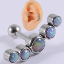 1PC Surgical Steel Five Opal Ear Tragus Cartilage Stud Helix Piercing Earrings Crystal Ear Lobe Piercing Barbell Jewelry