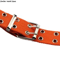 Harajuku Wide Belt Canvas Web Double Grommet Hole Buckle Belt Female Male Hot Waist Strap Belts for Women Men Jeans