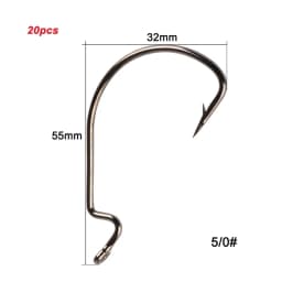 20pcs/lot Texan Hooks High Carbon Steel Offset Hook Karpervissen Fishhooks Lure Softjerk 8#~-5/0 Anzuelos Pesca Fishing Tackle