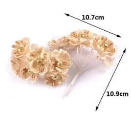 2 Bouquet Mini Golden/Silver Artificial Plant Flowers Christmas Wedding Cake Gift Box DIY Wreath Deco Supplies cp3091