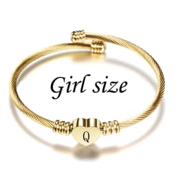 Lovely Kids Initial Bracelets Stainless Steel Tiny Letter Personalized Gift For Baby Gold Color Heart Custom Bangles Handmade Gi