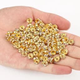 50pcs Brass Crystal Rhinestone Spacer Beads 4/6/8mm Gold Silver AB Color Rondelle Jewelry Makings Findings Bracelet Accessories