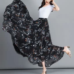 Female Summer Elegant Plus Size 4XL 5XL 6XL Fashion Polka Dot Black Chiffon Long Maxi Ladies Skirts for Womens