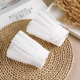 1 Pair Women Wrist Cuffs Solid Color Lace Pleated Horn Cuffs Detachable Shirt False Sleeves Detachable Sleeves For Women