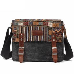 High Quality Waxed Canvas Shoulder Bag National Style Crossbody Bag Young Men Patchwork Color Flap Sling Bag
