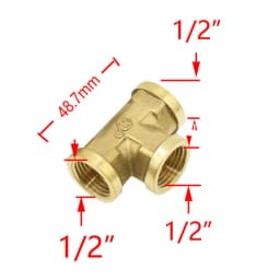 T-Shaped 1/2 3/4 Inch Copper Metal Threaded Water Pipe Connector Brass 1/2 3/4 Male Female Tee Connectors Cross Water Splitter