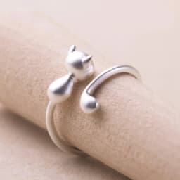 Ring for Men Women Japanese Style Cute Cat Ring Simplicity Fashion Jewelry Gifts Blue Rhinestone Eyes Dog Rings