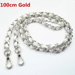DIY 40cm-140cm Black PU Leather Purse Handles 11mm Replacement Metal Gold, Silver, Bronze, Gun Black Chains Shoulder Bag Straps