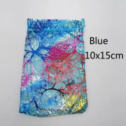 100pcs Blue Coral Organza Bag Drawstring Pouch Bag Organizer Jewelry Box Gift For Wed Christmas Jewelry Display Packaging Bags