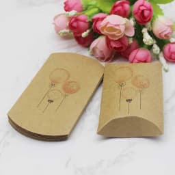 12/50pcs Beautiful Flower Pattern Pillow Shape Paper & Kraft Wedding Candy & Birthday Gift Storage Box Size 20X55X80mm