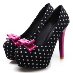 2026 Spring Autumn New Women's Pumps Sweet Bow Polka Dot High-Heeled Single Shoes Round Toe Thin Heels Plus Size Women Shoes