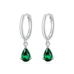 BAMOER Silver ISHWAR Green Water Drop Earrings 925 Sterling Silver 4 Colors Drop Shape Earring for Women Statement Jewelry