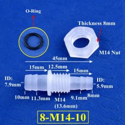 5~200pcs M12~M16 To 8~12mm PP Pagoda Direct Connector With Nut O-Ring Aquarium Tank Air Pump Adapter Irrigation Water Hose Joint