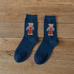 Cartoon Bear Socks Women Autumn Winter Thick Warm Socks Korean Cute Kawaii Harajuku Designer Fashion Socks Women