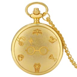 Retro Bronze Harajuku Clock Lightning Glasses Quartz Pocket Watch Necklace Flash Glasses Graphic Pendant Chain Art Antique Gifts