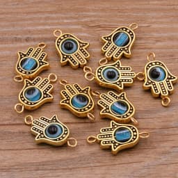10PCS 13*22mm Fatima Hamsa Hand 10 Color Evil Eye Spacer Bead Connector For DIY Bracelets Necklace Jewelry Handmade Making