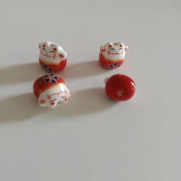 30pcs 13x14mm Hand Painted Lucky Cat Ceramic Beads Vertical Hole Loose Spacer Cute Animal Ceramics Bead For Jewelry Making DIY