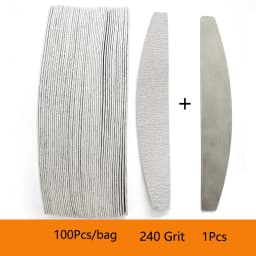 100/50Pcs 100 180 240 Grey Professional Nail Files Double-sided Strips Manicure Nail Art Files Bulk Removalble Nail Art Files