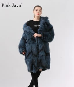 Ppink java QC19036 real fur coat women winter fashion jacket long coat real fox fur fur coat new available hot sale