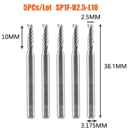 Dreanique 5pc/lot Single Flute Spiral End Mill CNC 3D Advertisement Engraving 1 Flute Bit for wood Acrylic Aluminum Plastics Cut