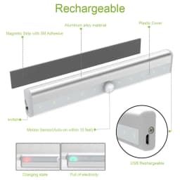 10LEDs Induction Light Motion Sensor Led Night Light USB Rechargeable or AAA battery Magnet Sensor Night Lamp for Wardrobe