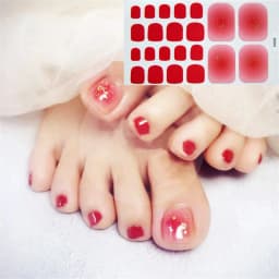 22Tips/Sheet Nail Sticker Adhesive Toenail Art Polish Tips French Glitter Sequins Nail Wraps Strips Easy Toenail Sticker