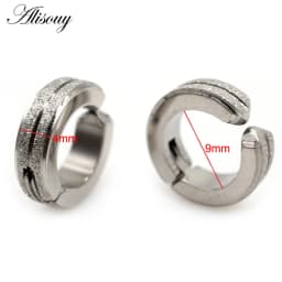 Alisouy 2pcs New Frosted Scrub Groove Ear Earring Stainless Steel Small Circle Hoop Earrings for Women Men Punk Piercing Jewelry