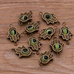 10PCS 13*22mm Fatima Hamsa Hand 10 Color Evil Eye Spacer Bead Connector For DIY Bracelets Necklace Jewelry Handmade Making