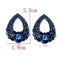 New Blue Color Dangle Earring for Women Round Metal Flower Leaf Crystal Gem Star Brincos Sweet Wedding Party Jewelry Xmas Gift