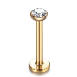 1PC Steel Gem Labret Piercings 16G Lip Ring Crystal Lip Helix Piercing Tragus Earring CZ Cartilage Stud Body Piercings Jewelry