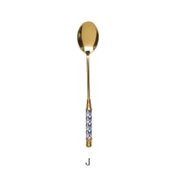 Stainless Steel Dessert Spoon Ceramic Long Handle Icecream Spoon Teaspoon Gold Coffee Cake Fruit Milk Spoon Kitchen Tableware
