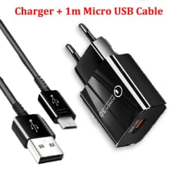 QC 3.0 Fast Charger For Samsung A10 A7 2018 J6 J4 Plus Huawei P Smart Plus Honor 9 lite 8X Mobile Phone Charging Micro USB Cable