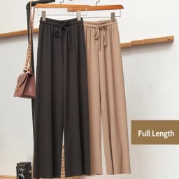 Slacks Women's Loose Summer Pants Soft Ice Silk Ankle-Length Black Wide Leg Pants Grey Khaki Women High Waisted Trousers