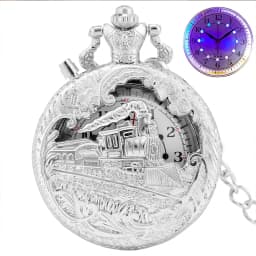 Top Luxury Gold Luminous LED Quartz Pocket Watch Train Locomotive Engine Steampunk Quartz FOB Light Watch Gifts for Men Women