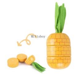 Simulation Magnetic Montessori Fruit Play House Strawberry Watermelon Banana Durian Seasoning Baking Toy Wooden Educational Toys