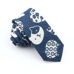 High Quality Cute Linen Cartoon Tie For Men Cat Polar Bear Watermelon Waves Printed Funny Gift Animal Narrow Striped Slim Cravat