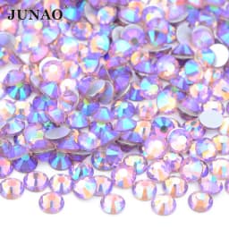 JUNAO 100 Gross Wholesale SS6 8 10 12 16 20 30 AB Glass Rhinestone Bulk Flatback Crystals Round Nail Strass Stone For DIY