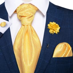 Classic Wedding Ascot Tie For Men Yellow Gold Red Paisley Floral Scarf Neck Tie Brooch Pin Set Cravat Ascot Tie For Banquet