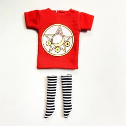 2pcs/Set of Blyth Clothes, Beautiful Print Short T-Shirt + Striped Socks, Can Be Used for 1/6 Doll Accessories