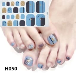 22Tips/Sheet Nail Sticker Adhesive Toenail Art Polish Tips French Glitter Sequins Nail Wraps Strips Easy Toenail Sticker
