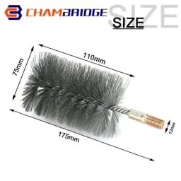 M12 Thread Wire Brush Metal Handle 18/22/25/32/40/50/65/75mm Brush Working Stainless Steel Wire Pipe Tube Cleaning Chimney Brush
