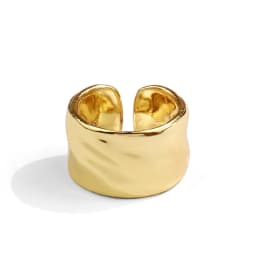 925 Sterling Silver Wiede Simple Gold Color Rings Retro Distressed Opening Handmade Ring Fashion Fine Jewelry